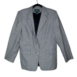 Lauren Ralph Lauren VTG Blazer Women's 14 Houndstooth Silk‎ Wool Career Jacket